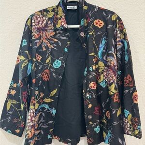 Chicos Silk And Cotton Design floral embroidered beaded art top